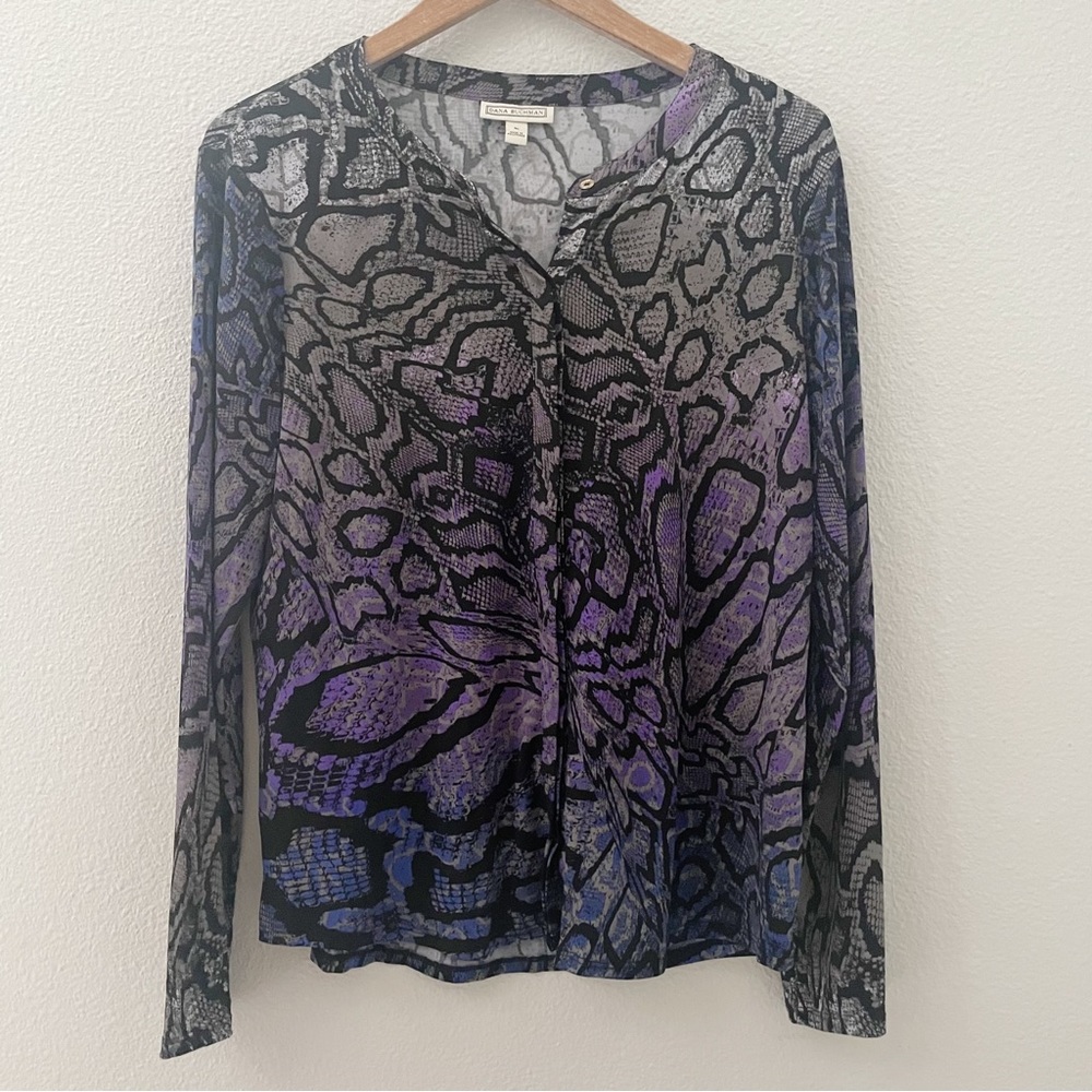 Dana Buchman snake animal print blouse size large